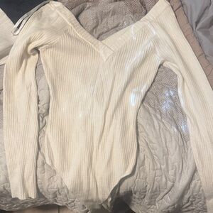 Windsor Cream Ribbed Knit Top